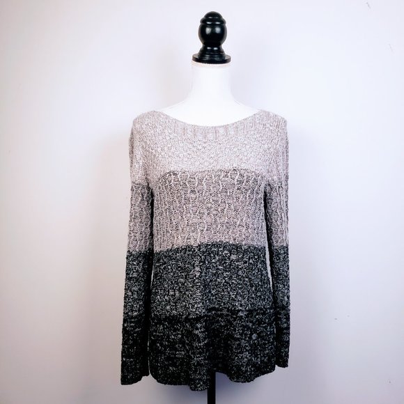 CROFT & BARROW Sweater, Gray Colorblock Cotton Acrylic Knit Long Sleeve, XXL - Picture 2 of 11